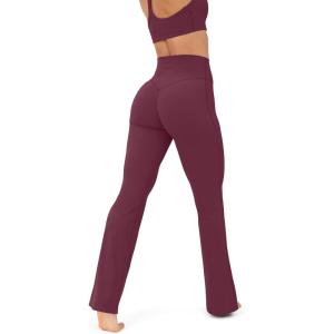 image:imagePAVOI ACTIVE High Waisted Flare Leggings for Women  Buttery Soft Bell Bottom Workout Flared Wide Leg Yoga Pants  FlexFlowBordeaux