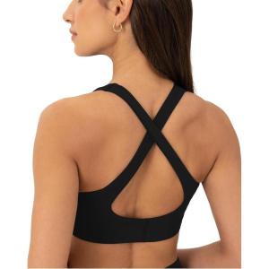 image:imagePAVOI ACTIVE Criss Cross Back High Impact Sports Bras for Women  High Support Scoop Neck Padded Workout Bra  FlexFlowBlack