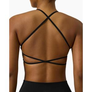 image:imagePAVOI ACTIVE Open Back Strappy Yoga Workout Bras for Women  Low Support CrissCross Sports Gym Bra Removable Pads  FlexFlowBlack