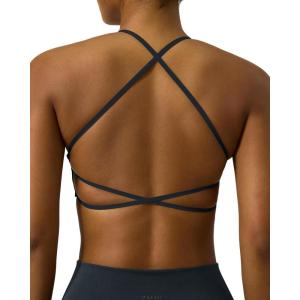 image:imagePAVOI ACTIVE Open Back Strappy Yoga Workout Bras for Women  Low Support CrissCross Sports Gym Bra Removable Pads  FlexFlowSlate