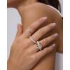 image:imagePAVOI 14K Gold Plated Interlocking Ring for Women  Chunky Connected Bands Interlock Stackable Rings for Women  Trendy Cubic Zirconia Two Tone Interlocked MultiBand Statement JewelryTwo Bands  CZ  Two Toned