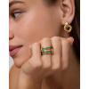 image:imagePAVOI 14K Gold Plated Interlocking Ring for Women  Chunky Connected Bands Interlock Stackable Rings for Women  Trendy Cubic Zirconia Two Tone Interlocked MultiBand Statement JewelryChunky Bands  Green CZ  White Gold