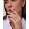 image:imagePAVOI 14K Gold Plated Interlocking Ring for Women  Chunky Connected Bands Interlock Stackable Rings for Women  Trendy Cubic Zirconia Two Tone Interlocked MultiBand Statement JewelryChunky Bands  CZ  White Gold