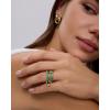 image:imagePAVOI 14K Gold Plated Interlocking Ring for Women  Chunky Connected Bands Interlock Stackable Rings for Women  Trendy Cubic Zirconia Two Tone Interlocked MultiBand Statement JewelryChunky Bands  Green CZ  White Gold
