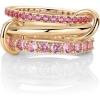 Chunky Bands & Fuschia CZ - Yellow Gold