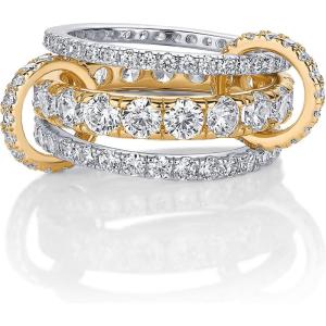 image:imagePAVOI 14K Gold Plated Interlocking Ring for Women  Chunky Connected Bands Interlock Stackable Rings for Women  Trendy Cubic Zirconia Two Tone Interlocked MultiBand Statement JewelryTriple Bands  CZ  Two Toned