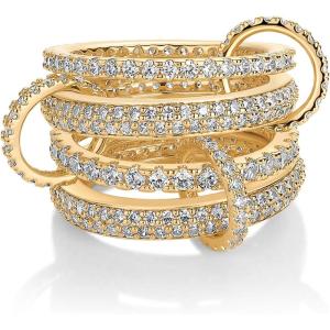 image:imagePAVOI 14K Gold Plated Interlocking Ring for Women  Chunky Connected Bands Interlock Stackable Rings for Women  Trendy Cubic Zirconia Two Tone Interlocked MultiBand Statement JewelryChunky Bands  CZ  Yellow Gold