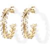 image:imagePAVOI 14K Gold Plated 925 Sterling Silver Post Cubic Zirconia Leaf Hoop Earrings  Gold Hoop Earrings for WomenYellow Gold