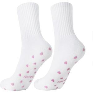 image:imagePAVOI ACTIVE Pilates Socks with Grips for Women  One Size Non Slip QuarterCrew Grip Socks for Yoga Barre  Bamboo BlendHeart