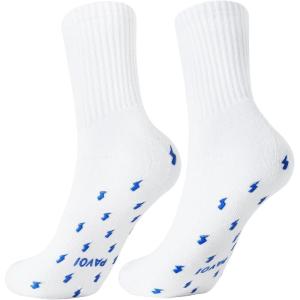image:imagePAVOI ACTIVE Pilates Socks with Grips for Women  One Size Non Slip QuarterCrew Grip Socks for Yoga Barre  Bamboo BlendLightning Bolt