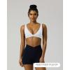 image:imagePAVOI ACTIVE Deep V Neck Sports Bra for Women  Low Coverage Open Back V Plunge Low Cut Workout Bra Removable Pads  FlexFlowWhite