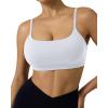 image:imagePAVOI ACTIVE Low Square Neck Sports Bra  Adjustable Thin Straps Workout Square Neck Bra for Women Removable Pads  FlexFlowWhite