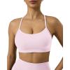 image:imagePAVOI ACTIVE Yoga Racerback Bras for Women  Buttery Soft Low Support Scoop Neck YBack Thin Strap Sports Bra  FlexFlowBlossom Pink