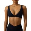 image:imagePAVOI ACTIVE Deep V Neck Sports Bra for Women  Low Coverage Open Back V Plunge Low Cut Workout Bra Removable Pads  FlexFlowBlack