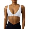 image:imagePAVOI ACTIVE Deep V Neck Sports Bra for Women  Low Coverage Open Back V Plunge Low Cut Workout Bra Removable Pads  FlexFlowWhite