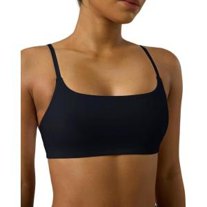 image:imagePAVOI ACTIVE Low Square Neck Sports Bra  Adjustable Thin Straps Workout Square Neck Bra for Women Removable Pads  FlexFlowBlack