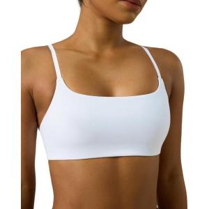 image:imagePAVOI ACTIVE Low Square Neck Sports Bra  Adjustable Thin Straps Workout Square Neck Bra for Women Removable Pads  FlexFlowWhite