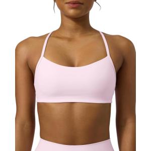image:imagePAVOI ACTIVE Yoga Racerback Bras for Women  Buttery Soft Low Support Scoop Neck YBack Thin Strap Sports Bra  FlexFlowBlossom Pink