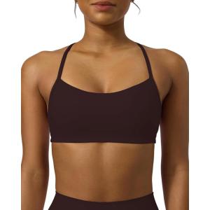image:imagePAVOI ACTIVE Yoga Racerback Bras for Women  Buttery Soft Low Support Scoop Neck YBack Thin Strap Sports Bra  FlexFlowEspresso
