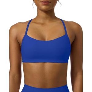 image:imagePAVOI ACTIVE Yoga Racerback Bras for Women  Buttery Soft Low Support Scoop Neck YBack Thin Strap Sports Bra  FlexFlowRoyal Blue