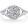 image:imagePAVOI 14K Gold Plated Signet Pinky Ring 21mm Thin Band Round Cubic Zirconia Womens JewelryWhite Gold
