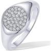 image:imagePAVOI 14K Gold Plated Signet Pinky Ring 21mm Thin Band Round Cubic Zirconia Womens JewelryWhite Gold
