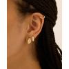 image:imagePAVOI 14K Gold Plated Ribbed Hoop Earrings for Women  Chunky Ridge Statement Earrings  Boho Puffy Croissant Huggie Hoops Trendy Gold JewelryWhite Gold