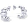 image:imagePAVOI 14K Gold Plated Ribbed Hoop Earrings for Women  Chunky Ridge Statement Earrings  Boho Puffy Croissant Huggie Hoops Trendy Gold JewelryWhite Gold