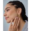 image:imagePAVOI 14K Gold Plated Ribbed Hoop Earrings for Women  Chunky Ridge Statement Earrings  Boho Puffy Croissant Huggie Hoops Trendy Gold JewelryWhite Gold