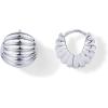 image:imagePAVOI 14K Gold Plated Ribbed Hoop Earrings for Women  Chunky Ridge Statement Earrings  Boho Puffy Croissant Huggie Hoops Trendy Gold JewelryWhite Gold