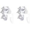 image:imagePAVOI 18K Gold Plated 925 Sterling Silver Posts Cubic Zirconia Half Huggie Earrings  Small Hoop Earrings for Women  Constellation Baguette CZ Dainty Stud Cuff EarringWhite Gold