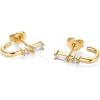 image:imagePAVOI 18K Gold Plated 925 Sterling Silver Posts Cubic Zirconia Half Huggie Earrings  Small Hoop Earrings for Women  Constellation Baguette CZ Dainty Stud Cuff EarringYellow Gold