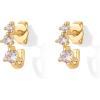 image:imagePAVOI 18K Gold Plated 925 Sterling Silver Posts Cubic Zirconia Half Huggie Earrings  Small Hoop Earrings for Women  Constellation Baguette CZ Dainty Stud Cuff EarringYellow Gold