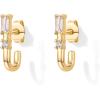 image:imagePAVOI 18K Gold Plated 925 Sterling Silver Posts Cubic Zirconia Half Huggie Earrings  Small Hoop Earrings for Women  Constellation Baguette CZ Dainty Stud Cuff EarringYellow Gold