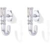 image:imagePAVOI 18K Gold Plated 925 Sterling Silver Posts Cubic Zirconia Half Huggie Earrings  Small Hoop Earrings for Women  Constellation Baguette CZ Dainty Stud Cuff EarringWhite Gold