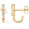 image:imagePAVOI 18K Gold Plated 925 Sterling Silver Posts Cubic Zirconia Half Huggie Earrings  Small Hoop Earrings for Women  Constellation Baguette CZ Dainty Stud Cuff EarringYellow Gold