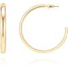 image:imagePAVOI 14K Gold Plated Wide Flat Edge Hoop Earrings for Women  Rose White and Yellow Gold Hoops  Hypoallergenic JewelryYellow Gold