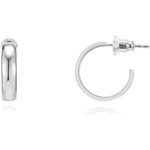 image:imagePAVOI 14K Gold Plated Wide Flat Edge Hoop Earrings for Women  Rose White and Yellow Gold Hoops  Hypoallergenic JewelryWhite Gold