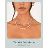 image:imagePAVOI 14K Yellow Gold Plated 3mm Simulated Diamond Tennis Necklace  Chunky Long Necklace for Women  Size 15