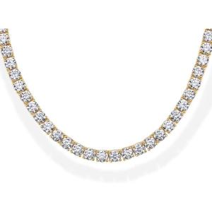 image:imagePAVOI 14K Yellow Gold Plated 3mm Simulated Diamond Tennis Necklace  Chunky Long Necklace for Women  Size 15