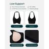 image:imagePAVOI ACTIVE Ruching Workout Halter Bra for Women  Low Support V Neck Yoga Backless Sports Bra Padded Halter Top  FlexFlowBlack