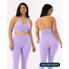 image:imagePAVOI ACTIVE Ruching Workout Halter Bra for Women  Low Support V Neck Yoga Backless Sports Bra Padded Halter Top  FlexFlowLilac