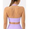 image:imagePAVOI ACTIVE Ruching Workout Halter Bra for Women  Low Support V Neck Yoga Backless Sports Bra Padded Halter Top  FlexFlowLilac