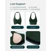 image:imagePAVOI ACTIVE Ruching Workout Halter Bra for Women  Low Support V Neck Yoga Backless Sports Bra Padded Halter Top  FlexFlowPine Green