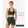 image:imagePAVOI ACTIVE Ruching Workout Halter Bra for Women  Low Support V Neck Yoga Backless Sports Bra Padded Halter Top  FlexFlowPine Green