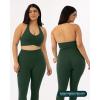 image:imagePAVOI ACTIVE Ruching Workout Halter Bra for Women  Low Support V Neck Yoga Backless Sports Bra Padded Halter Top  FlexFlowPine Green