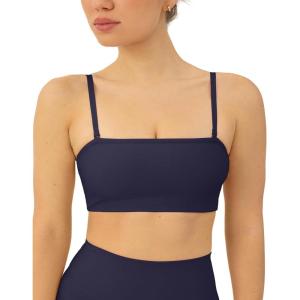 image:imagePAVOI ACTIVE Sports Bandeau Bras for Women  Padded Low Support Workout Yoga Bandeau Bra with Convertible Straps  FlexFlowTwilight