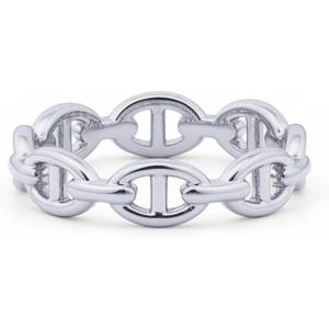 image:imagePAVOI Waterproof Link Ring  14K Gold Plated Link Chain Ring for Women  Stackable Stainless Steel Thin Trendy JewelryWhite Gold