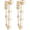 image:imagePAVOI Waterproof Dangle Earrings for Women  14K Gold Plated Long Drop Earrings with Cubic Zirconia  Stainless Steel Elegant Linear Dangling Jewelry GiftsYellow Gold