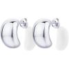 image:imagePAVOI Waterproof Hoop Earrings for Women  14K Gold Plated Chunky Dome Square Twisted Huggie Hoops  Stainless Steel Gold Earrings Bold JewelryWhite Gold